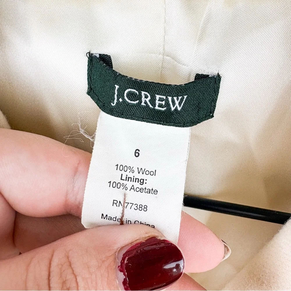 J. Crew 100% Wool Lexington Italian Jacket Pea Coat Blazer Cream Yellow Size 6 - Picture 6 of 10